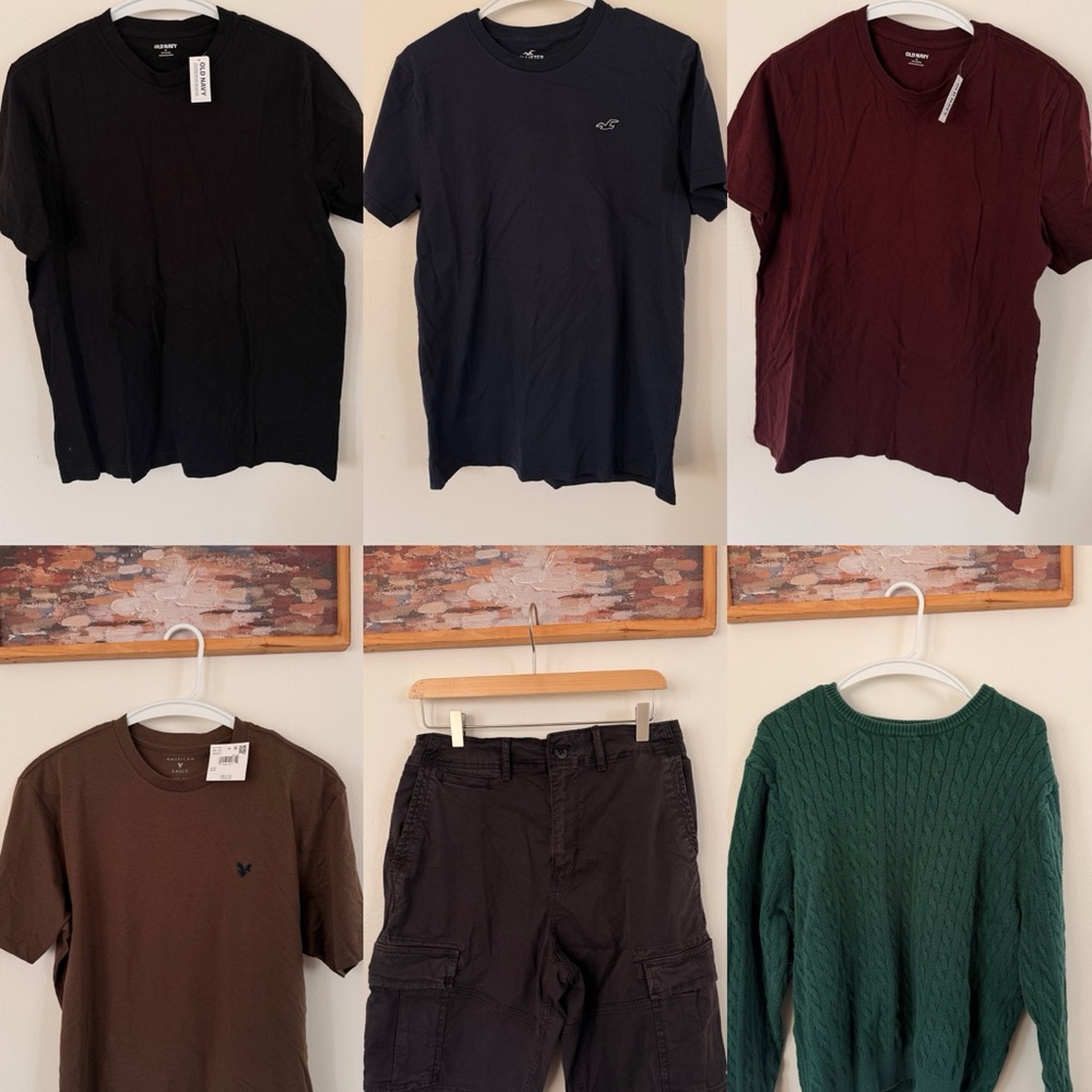 American Eagle Outfitters Men's Shirts - Black, Navy, Burgundy, Brown, Green